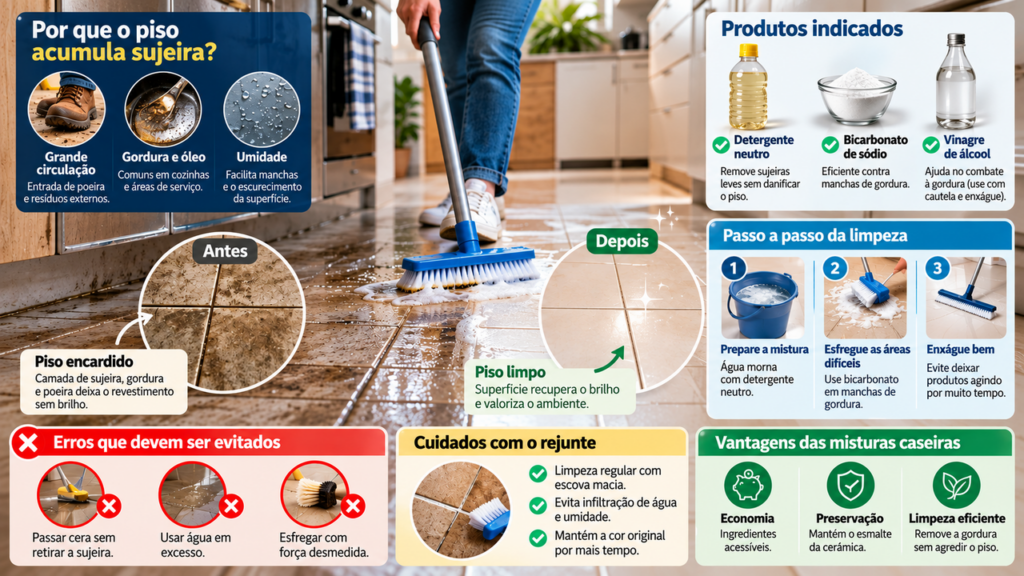 Especialista em reformas revela como recuperar pisos manchados usando limpeza profunda e produtos adequados que ajudam a devolver o brilho e preservar o acabamento por muito mais tempo