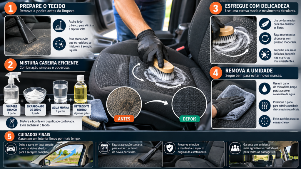 O truque caseiro que pode ajudar a remover manchas difíceis dos bancos do carro e deixar o estofamento mais limpo, renovado e sem aquelas marcas que aparecem depois de muito tempo de uso