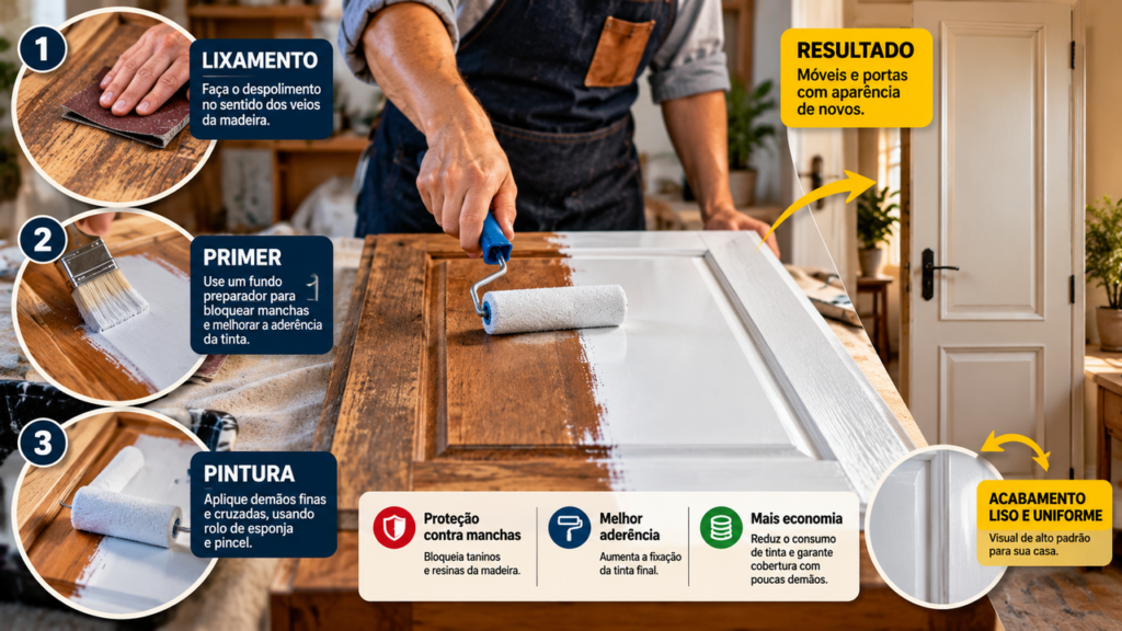 Madeira desgastada não precisa ir para o lixo: veja como lixar e pintar portas, bancadas e móveis antigos para renovar completamente a aparência da casa