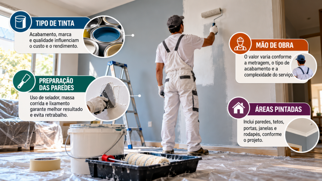 Profissionais da construção explicam quanto custa pintar uma casa de 70 metros quadrados e mostram como o preço das tintas, dos materiais de preparação e da mão de obra influencia o orçamento
