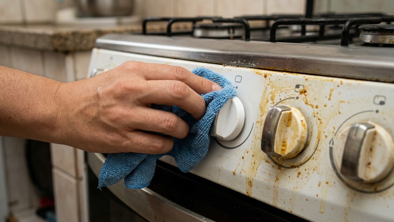 Nem produto caro nem esfregação sem fim: uma mistura caseira pode ajudar a soltar a gordura acumulada nos botões do fogão e facilitar a limpeza das partes mais difíceis
