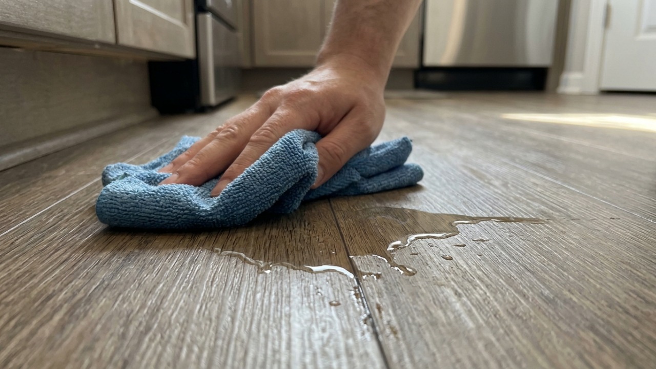 Morador coloca piso vinílico na cozinha para renovar sem quebradeira e descobre por que o material não pode ficar com água empoçada nem muito perto do calor do fogão
