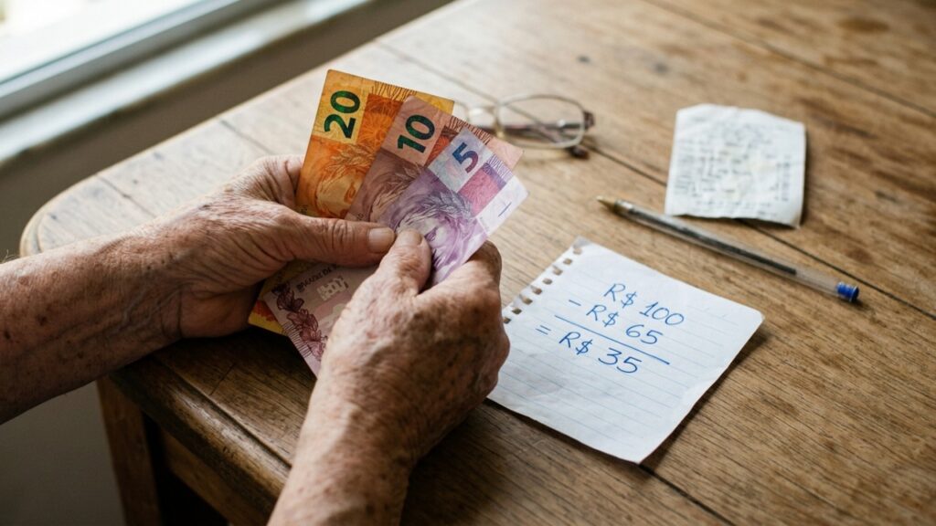 Um aposentado foi à feira com R$ 100, gastou R$ 28 em frutas e R$ 37 em verduras: quanto dinheiro sobra no bolso?