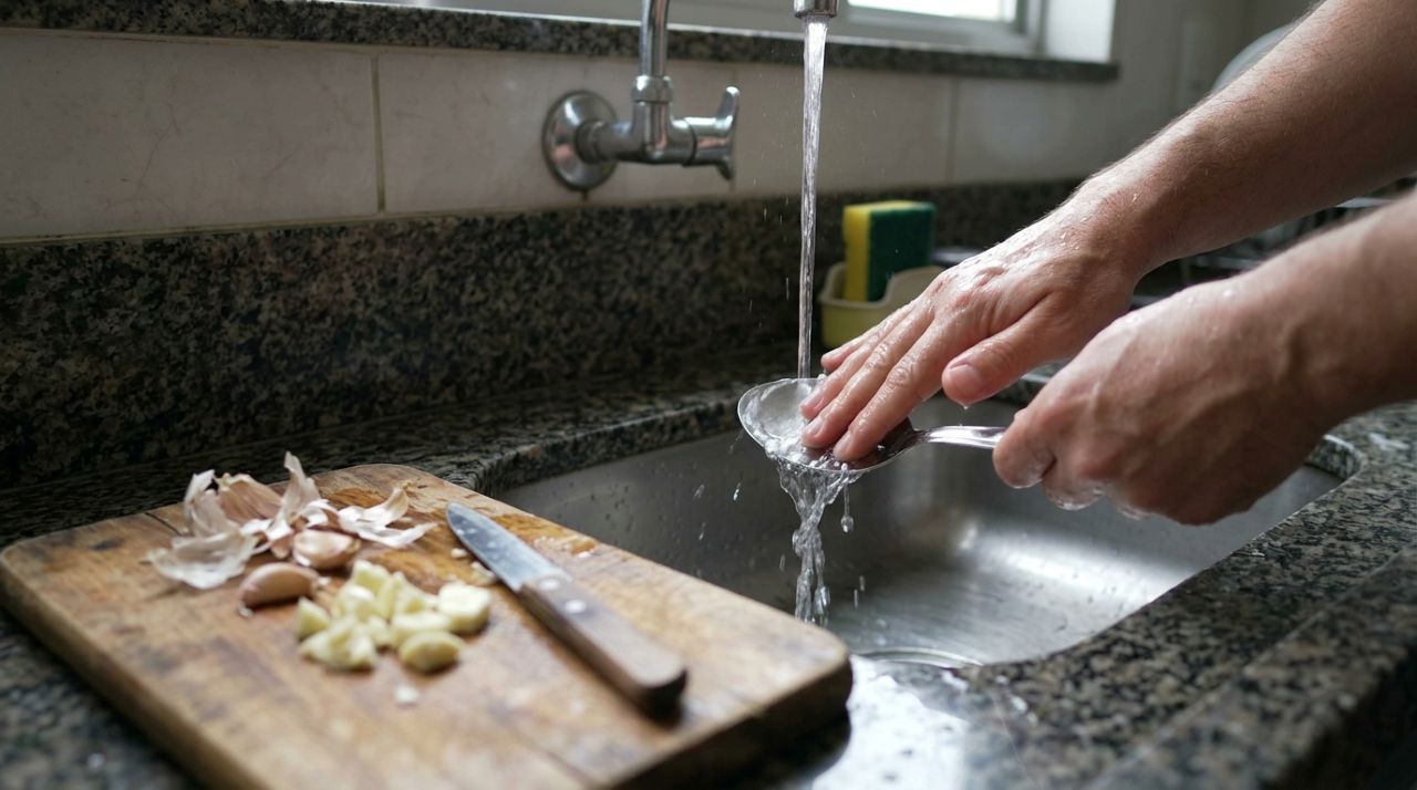 Nem sabão, nem perfume: o truque simples que ajuda a eliminar o cheiro de alho das mãos depois de cozinhar e surpreende pela facilidade