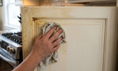 Adeus, gordura grudada nos armários da cozinha: um truque com um produto que todo mundo tem em casa pode ajudar a remover a sujeira sem danificar os móveis