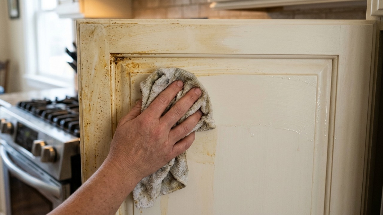 Adeus, gordura grudada nos armários da cozinha: um truque com um produto que todo mundo tem em casa pode ajudar a remover a sujeira sem danificar os móveis