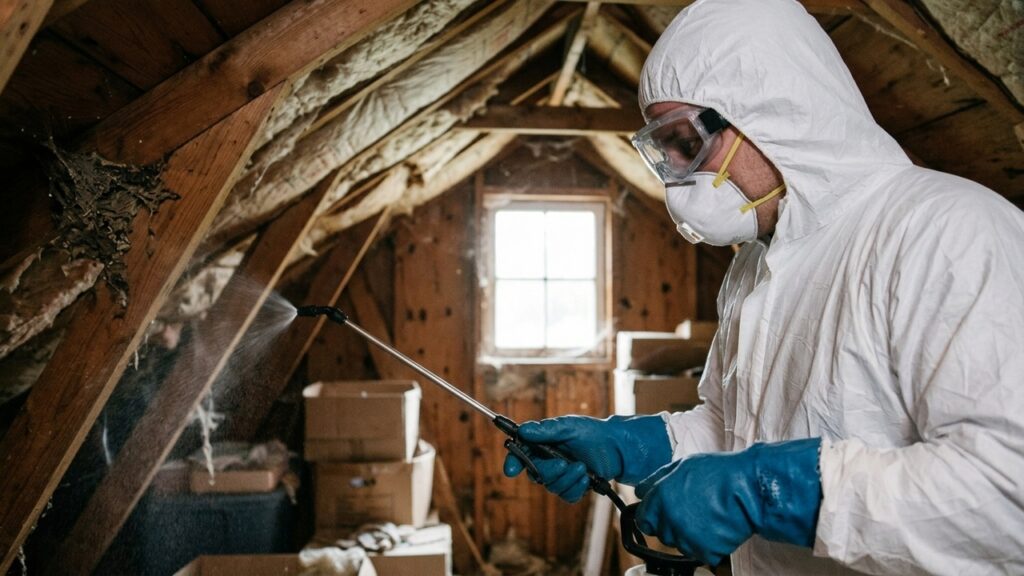 O cuidado essencial de higienização com solução desinfetante ao retirar ninhos de pombos e morcegos para não contrair doenças do ar