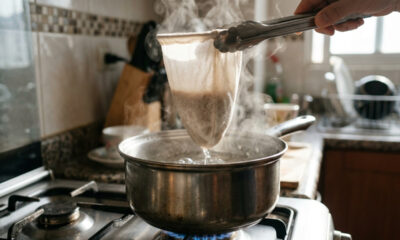 O cuidado essencial ao limpar o coador de pano tradicional para evitar que os óleos do café alterem o sabor e azedem a bebida