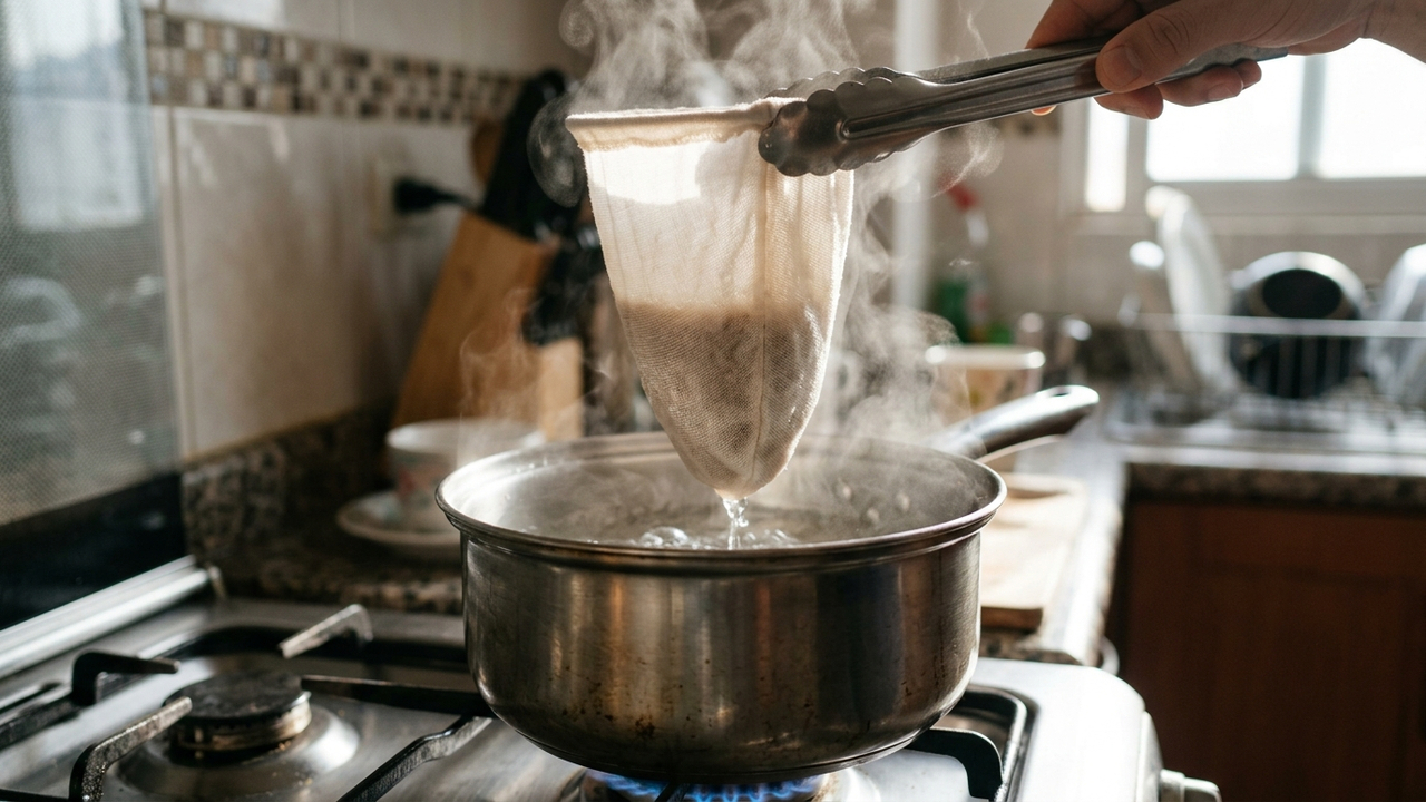 O cuidado essencial ao limpar o coador de pano tradicional para evitar que os óleos do café alterem o sabor e azedem a bebida