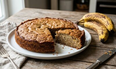 Bananas maduras que seriam descartadas viram um bolinho macio com apenas 3 ingredientes, sem farinha de trigo e sem precisar ligar o forno
