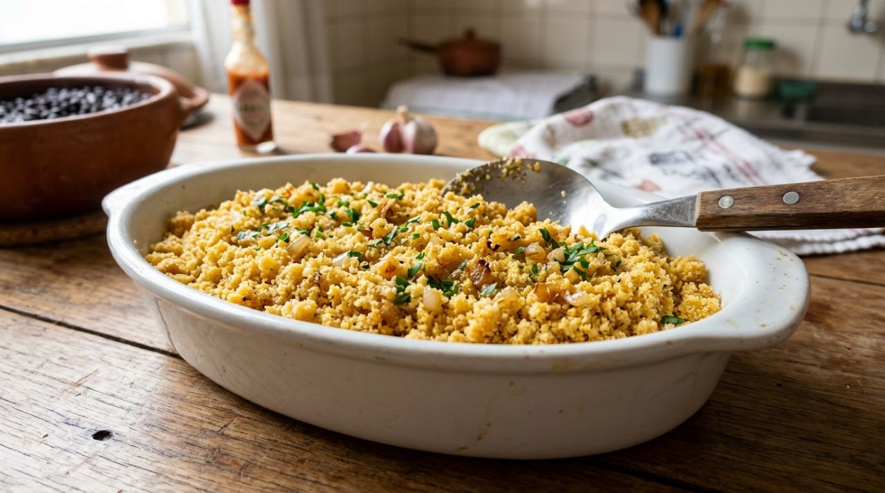 Você prepara farofa do jeito errado: entenda a técnica de acrescentar a farinha aos poucos capaz de transformar uma receita simples em um acompanhamento muito mais saboroso