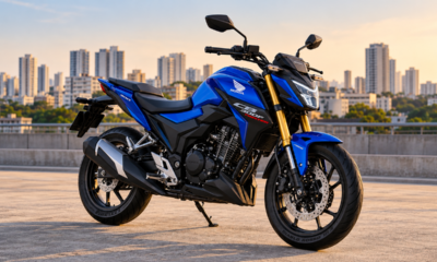 Nova Honda CB 300F Twister 2027 surpreende com controle de tração, suspensão invertida, freios ABS nas duas rodas e uma versão azul que muda o visual da moto