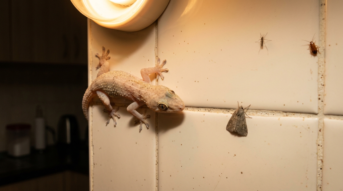 Muita gente espanta a lagartixa da parede por nojo, mas poucos sabem que ela come mosquitos, pernilongos e filhotes de barata que circulam pela casa à noite