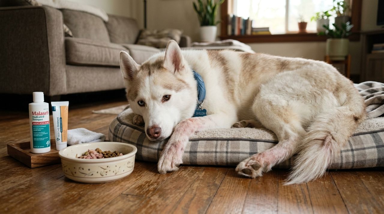 Husky chega ao abrigo quase sem pelos e deixa funcionários impressionados com a transformação após 3 meses de cuidados