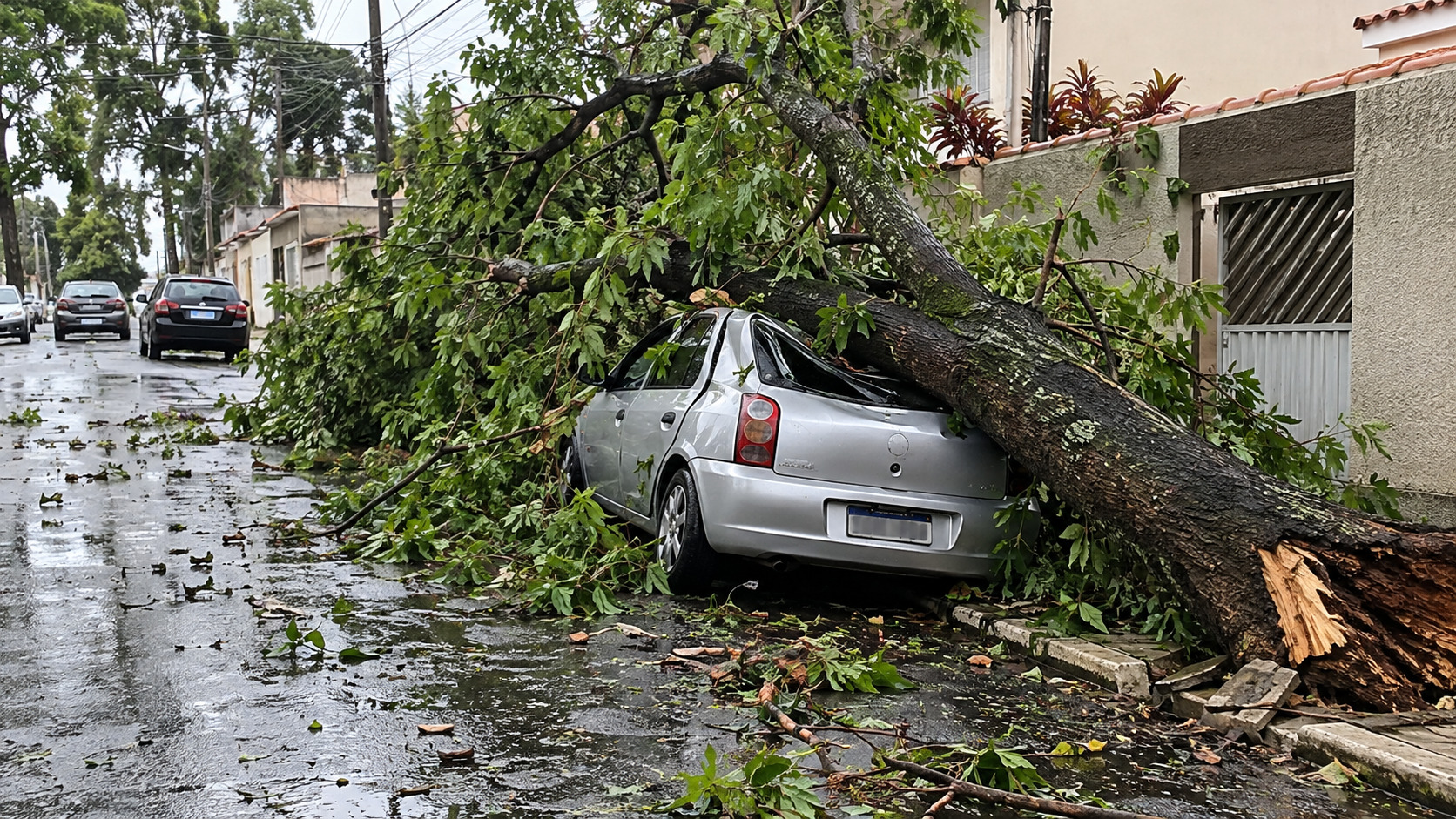 Árvore da calçada cai sobre o carro durante o temporal, e a prefeitura pode ser obrigada a indenizar mesmo sem culpa comprovada
