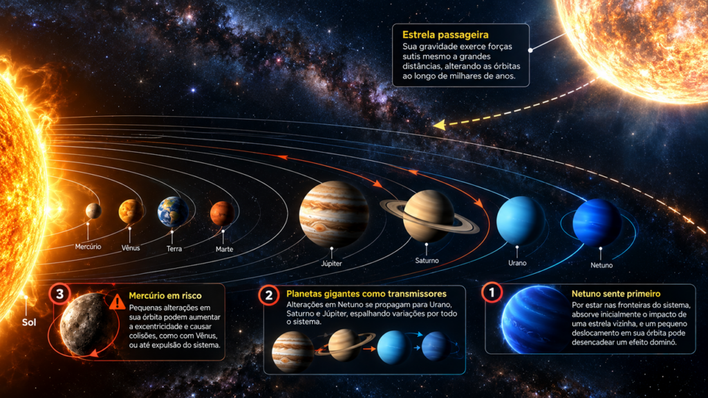 Astrônomos projetam o destino do Sistema Solar para bilhões de anos e revelam quando a atual organização dos planetas poderá começar a desaparecer