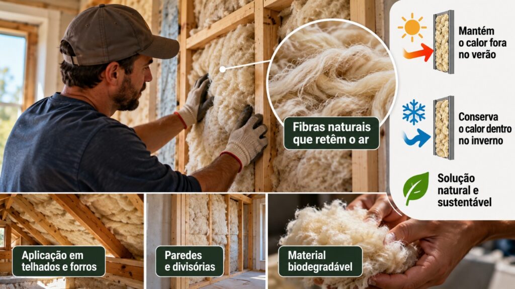 O isolamento feito com lã de ovelha reaproveitada pode ajudar a controlar a temperatura dentro de casas e oferece uma alternativa aos isolantes sintéticos em determinadas aplicações