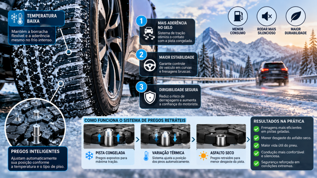 Pneus de inverno 2026/27 chegam com novos modelos e mais tamanhos, mas escolher o pneu certo exige atenção a detalhes que podem fazer toda a diferença na segurança ao volante
