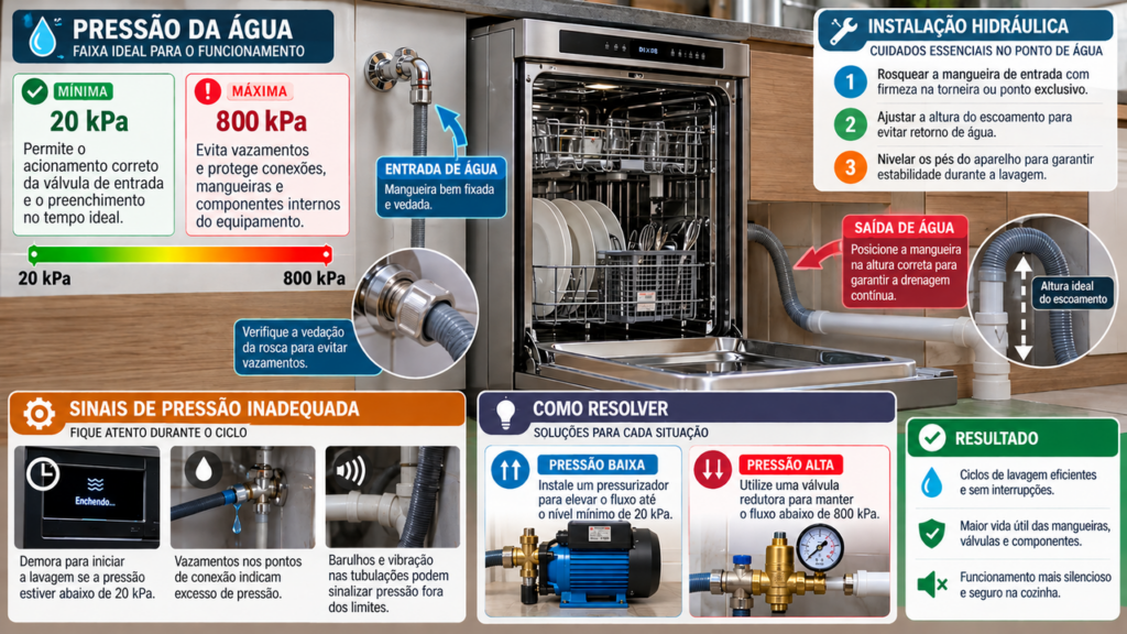 Morador instala uma máquina de lavar louças na cozinha para facilitar a rotina da família e descobre qual é a vazão mínima necessária para o equipamento funcionar corretamente sem comprometer o ciclo de lavagem