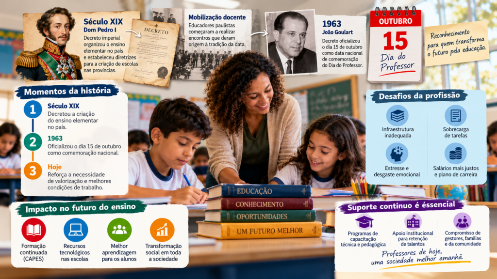 Por que o Dia do Professor se tornou uma das datas mais importantes do calendário brasileiro e como uma profissão presente na vida de milhões de pessoas enfrenta desafios que vão muito além da sala de aula