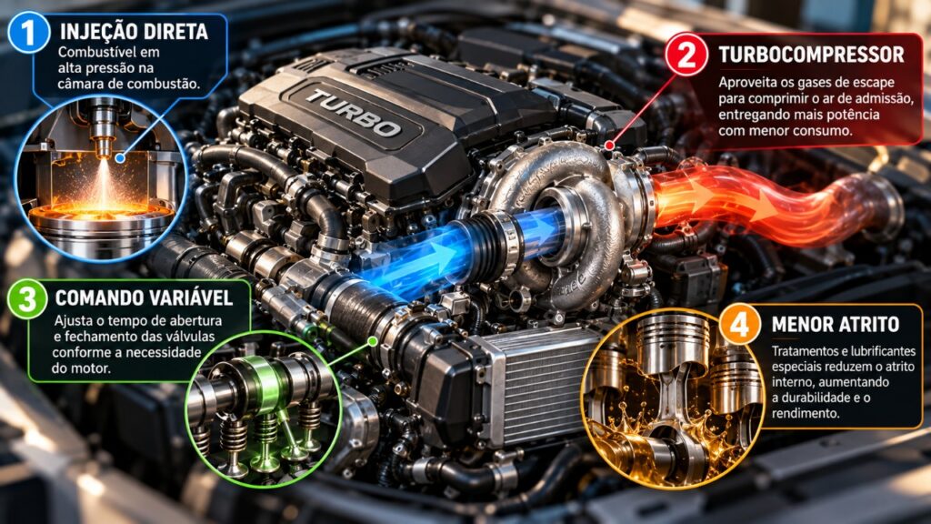 Engenheiros desmontaram um motor de carro moderno para entender como ele consegue entregar tanta potência usando menos combustível e quais detalhes explicam essa evolução