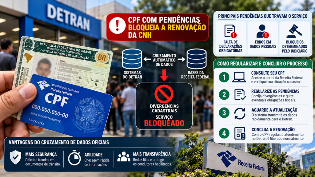 Detran confirma bloqueio da renovação da CNH em 2026 para motoristas com esta pendência no CPF