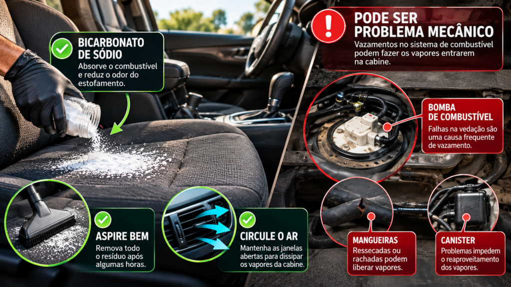 O truque que pode ajudar a eliminar o cheiro de gasolina dentro do carro e deixar o interior mais seguro, agradável e sem aquele odor forte que aparece quando existe vazamento ou falha no sistema de combustível