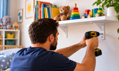 Pai fixa prateleira de brinquedos na parede de drywall e um pedreiro explica por que ela pode vir abaixo com o peso