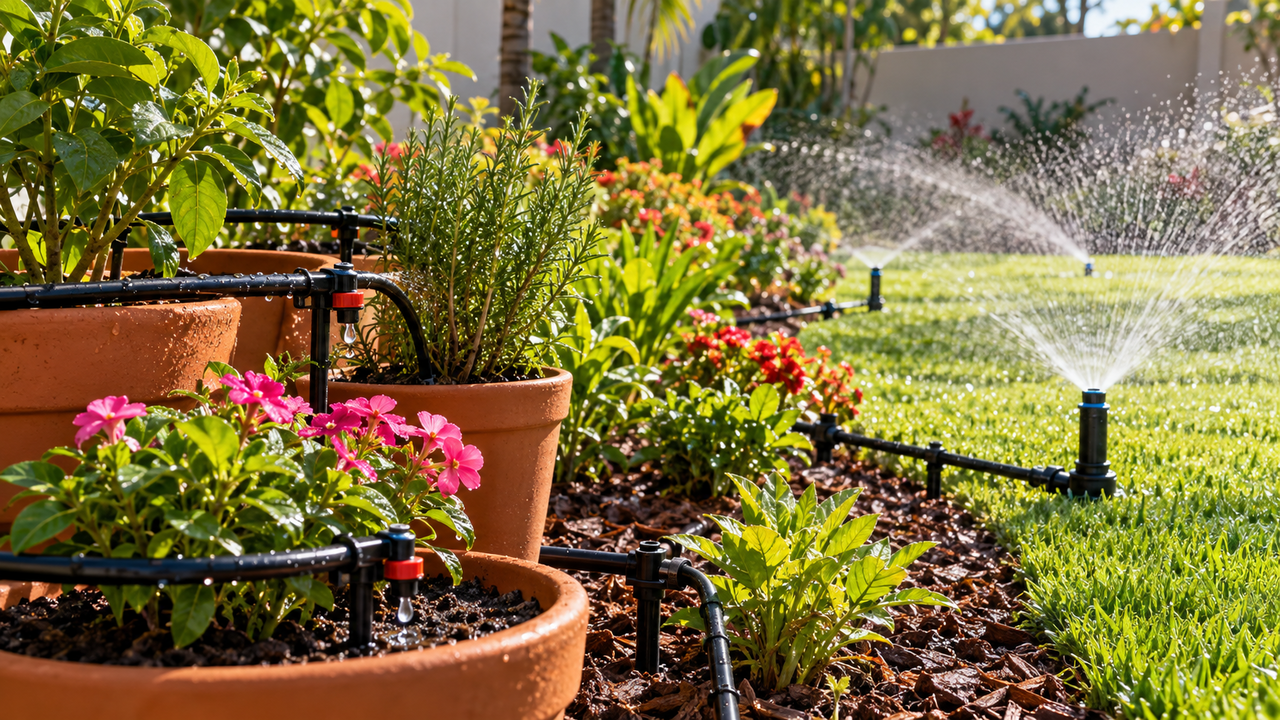 Morador instala um sistema de irrigação automática no jardim para facilitar a rotina da família e descobre qual é a vazão mínima necessária para distribuir água corretamente sem prejudicar o desenvolvimento das plantas