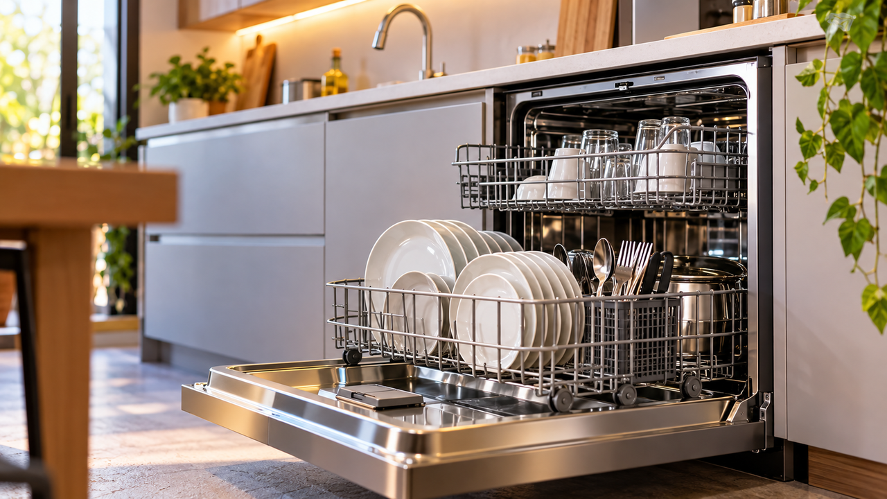 Família coloca uma lava-louças na cozinha para economizar tempo nas tarefas domésticas e descobre quanto o aparelho pode consumir de água e energia quando utilizado diariamente