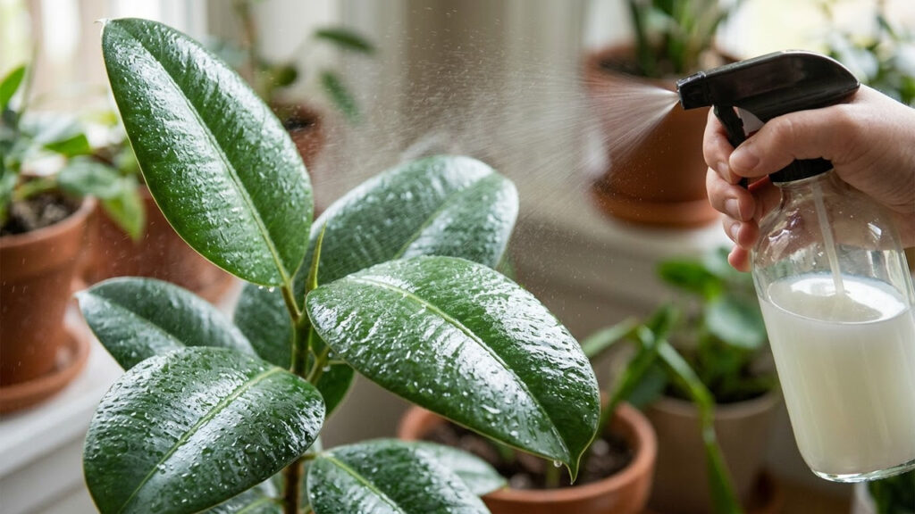 Borrifar leite de caixinha diluído em água nas plantas: o truque simples que dá brilho às folhas e cria escudo contra fungos