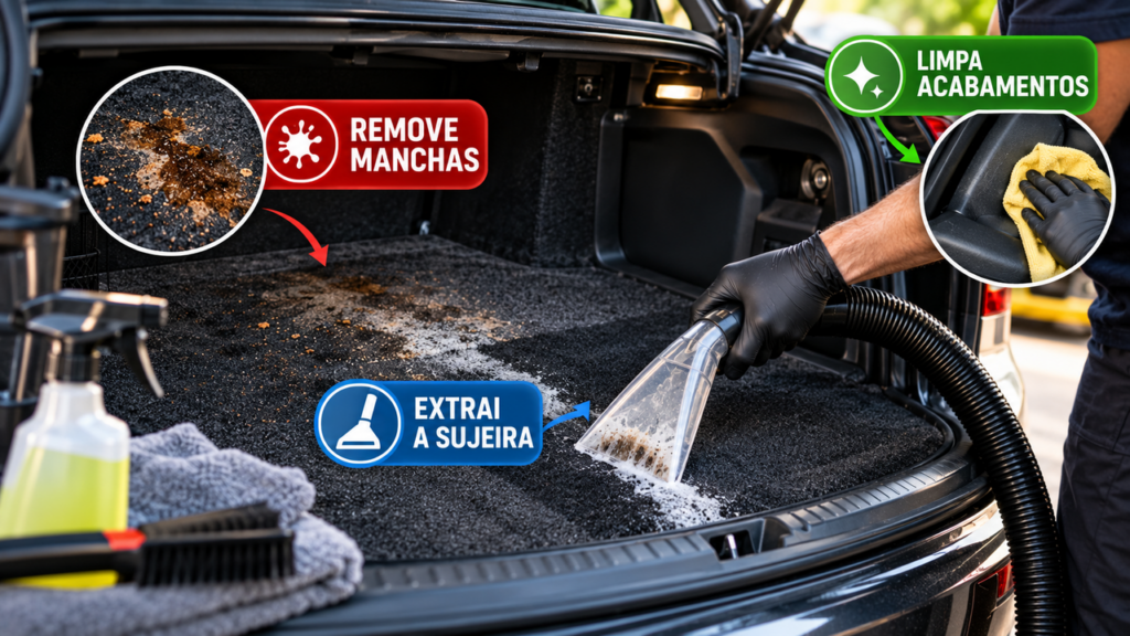 Como limpar o porta-malas do carro e eliminar restos de alimentos, líquidos derramados e odores escondidos que podem permanecer mesmo depois de uma lavagem comum
