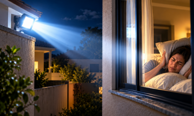 Vizinho instala refletores potentes para iluminar a garagem, mas a luz atravessa as cortinas dos quartos da família durante toda a madrugada e transforma uma simples escolha de iluminação em um conflito entre moradores
