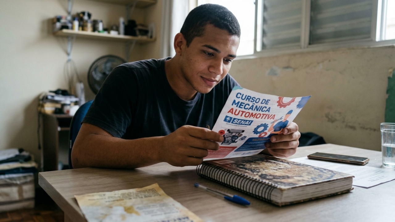Jovem larga a faculdade no segundo semestre, faz um curso de mecânica no Senai e, dois anos depois, já ganha mais do que colegas que se formaram na mesma turma da escola