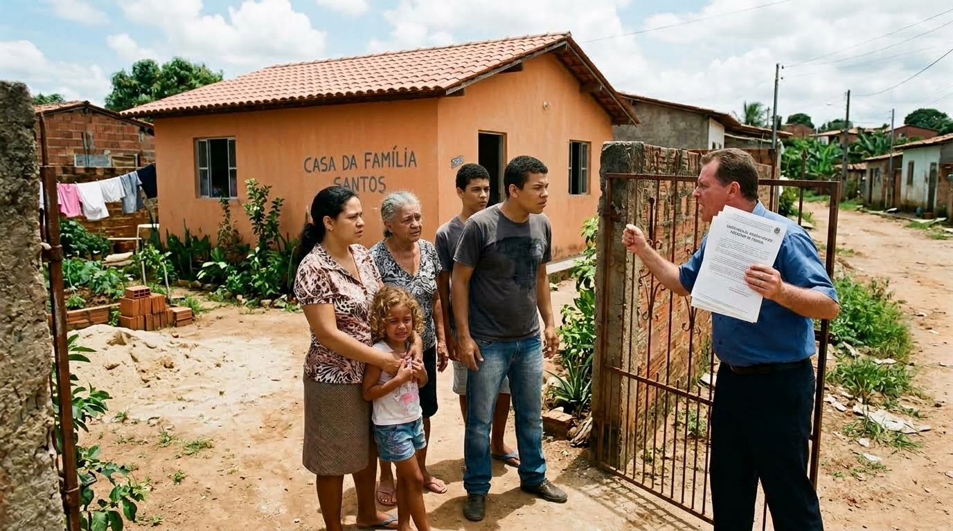 Família vive há 5 anos em terreno abandonado, investe R$ 80 mil na construção de uma casa simples e antigo dono reaparece exigindo a saída imediata