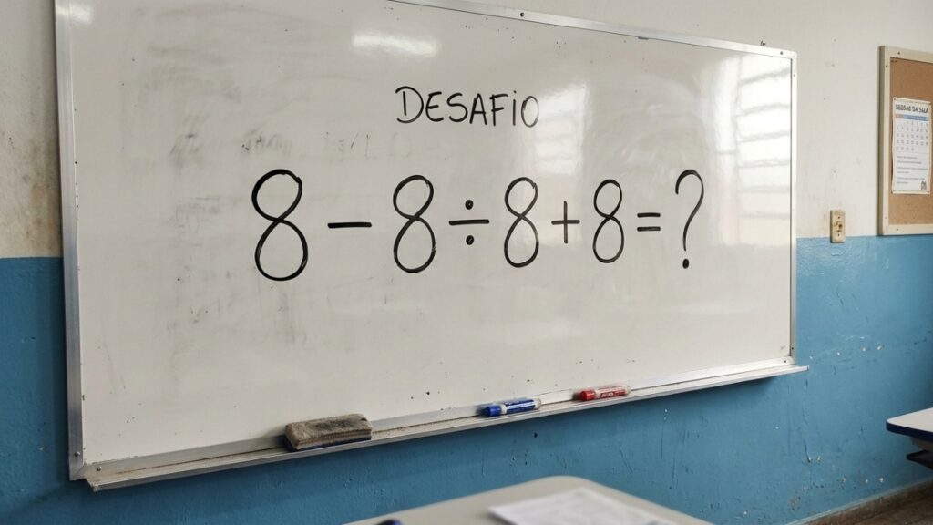 Parece uma conta fácil da escola, mas você consegue resolver 8 − 8 ÷ 8 + 8?