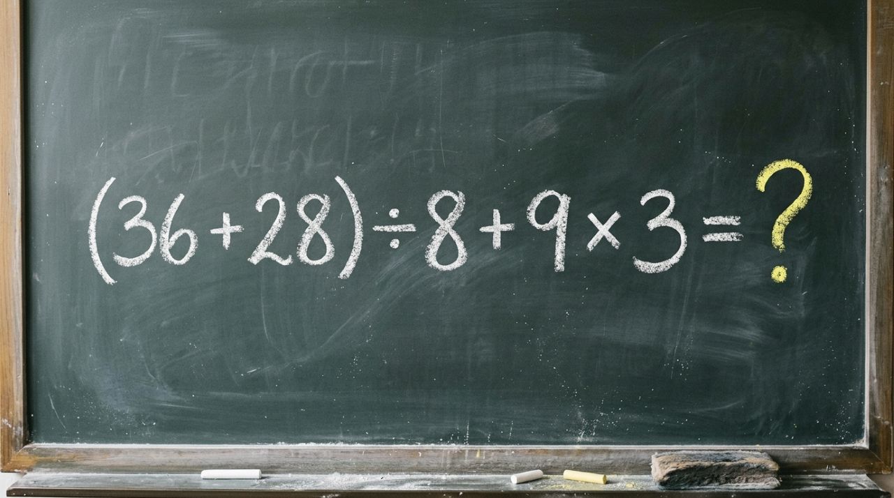 Tente resolver (36 + 28) ÷ 8 + 9 × 3 de cabeça: quem termina rápido demais pode esquecer a operação mais importante