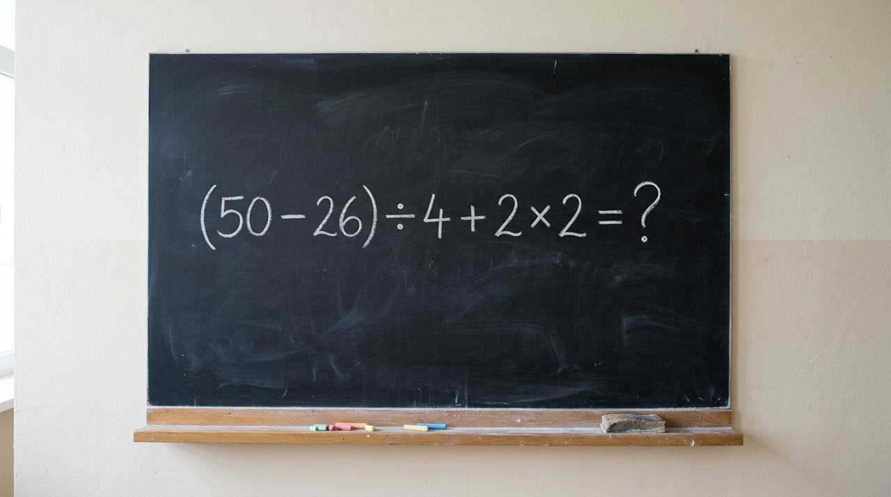 A maioria começa pela parte errada: (50 – 26) ÷ 4 + 2 × 2