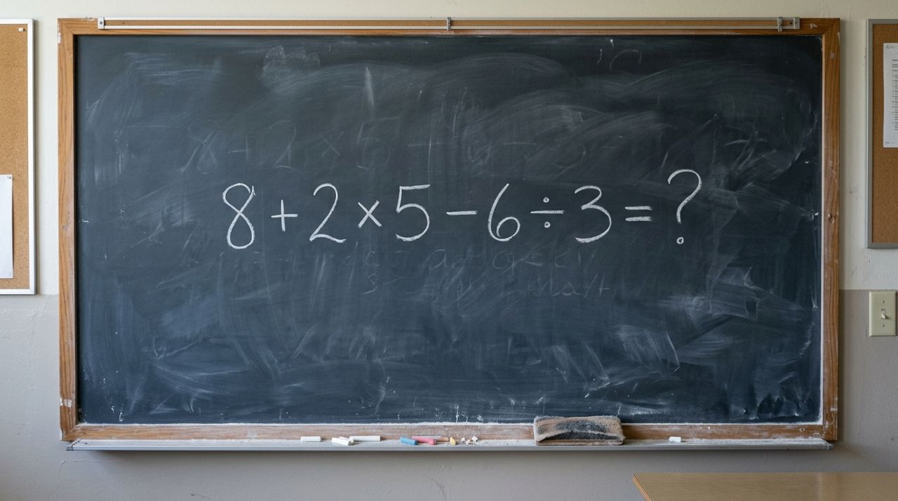 Resolva 8 + 2 × 5 − 6 ÷ 3 sem calculadora: a maioria dos adultos erra no segundo passo porque esquece uma regra aprendida na escola