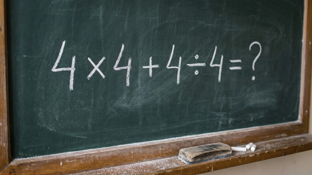 Parece fácil demais para precisar de calculadora: quanto é 4 × 4 + 4 ÷ 4?