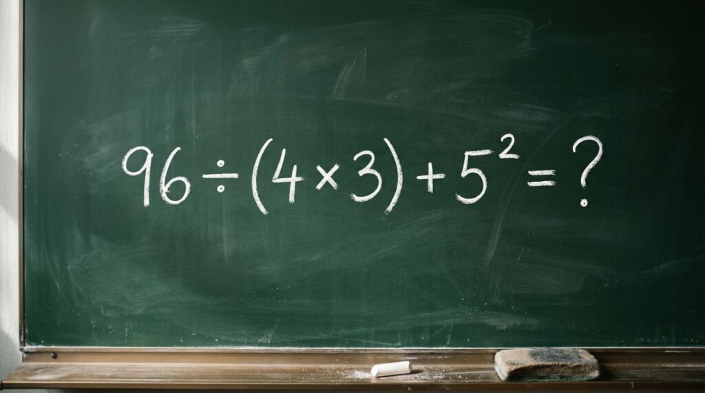 Quem estudou matemática antes dos anos 2000 consegue resolver 96 ÷ (4 × 3) + 5² sem usar calculadora e sem errar a ordem das operações?