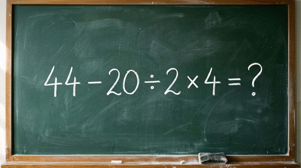 Quem estudou matemática na escola deveria resolver: 44 − 20 ÷ 2 × 4