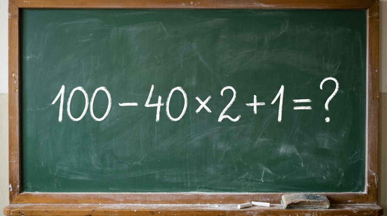 Não precisa de calculadora, apenas lembrar uma regra: 100 − 40 × 2 + 1