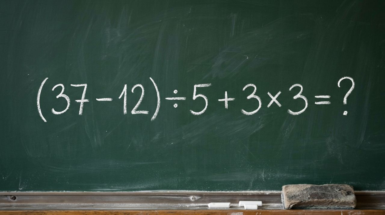A maioria começa pela parte errada: (37 – 12) ÷ 5 + 3 × 3