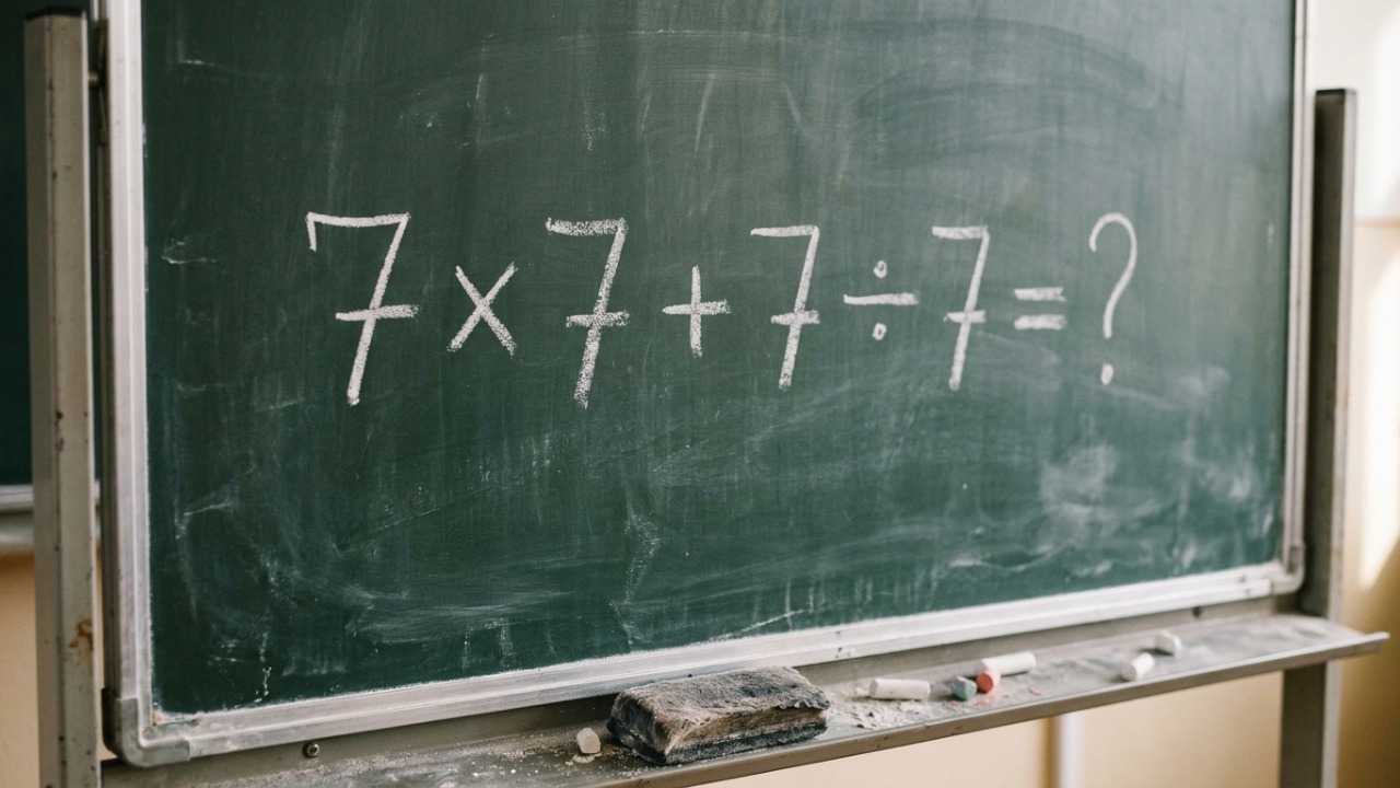 Nem todo mundo consegue chegar ao resultado certo de 7 × 7 + 7 ÷ 7 de primeira