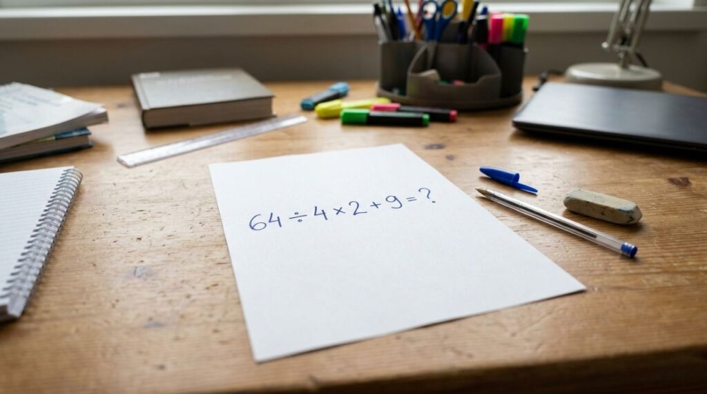 Resolva 64 ÷ 4 × 2 + 9 sem calculadora: a pegadinha está em uma regra que muita gente esquece depois de sair da escola