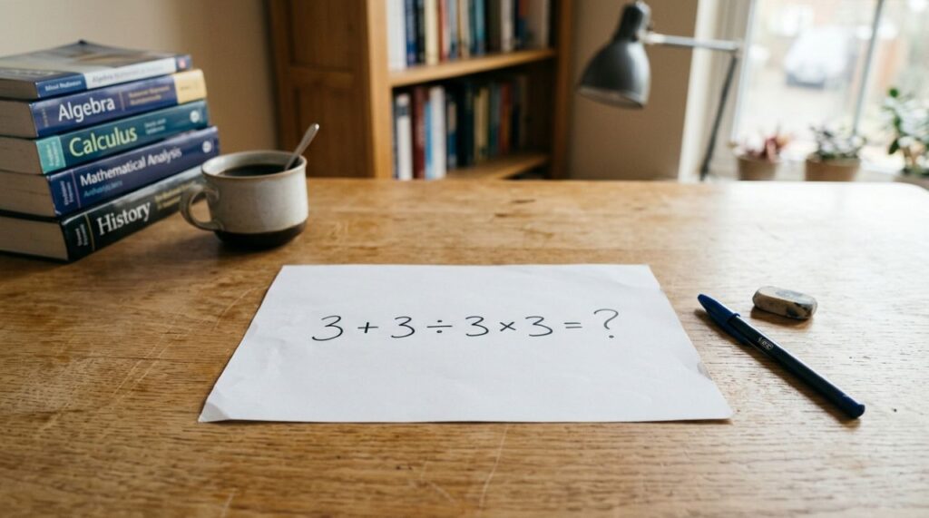 Parece uma conta básica, mas muita gente esquece uma regra: 3 + 3 ÷ 3 × 3