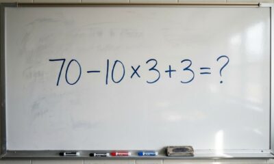 Não precisa de calculadora, apenas lembrar uma regra: 70 − 10 × 3 + 3