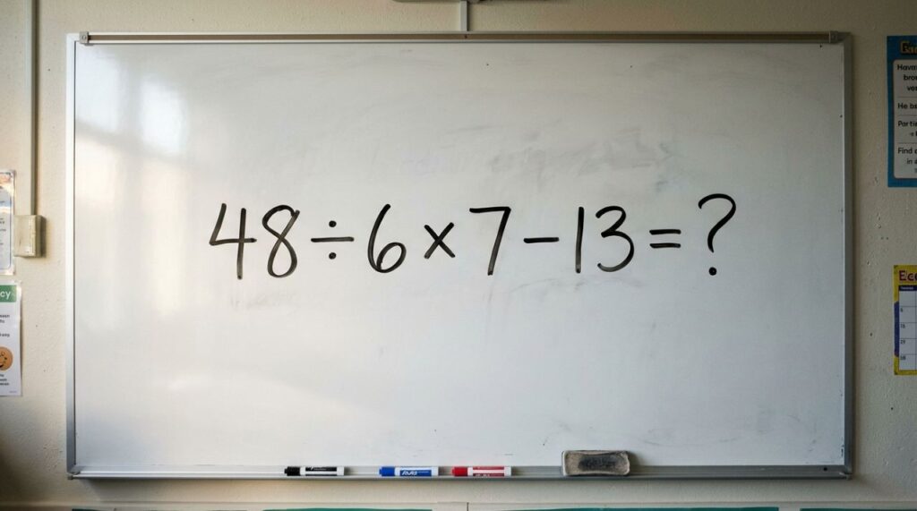 Você tem 20 segundos para resolver 48 ÷ 6 × 7 − 13 e provar que ainda lembra de uma regra matemática que muita gente confunde