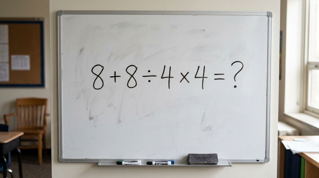 Parece uma conta básica, mas muita gente esquece uma regra: 8 + 8 ÷ 4 × 4